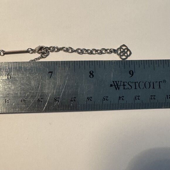 Kendra Scott Eliza Necklace White Druzy Pendant Silver Tone Choker - Picture 7 of 10